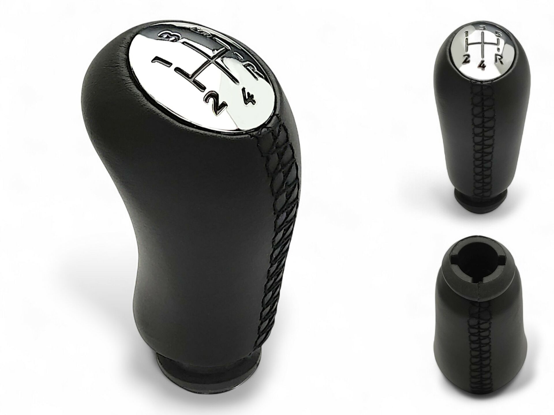 Fluence 5 İleri Siyah Deri Vites Topuzu Parlak Kapak Nikelajlı - Renault Megane 3 Laguna 3 - 328650046R - 328650022R