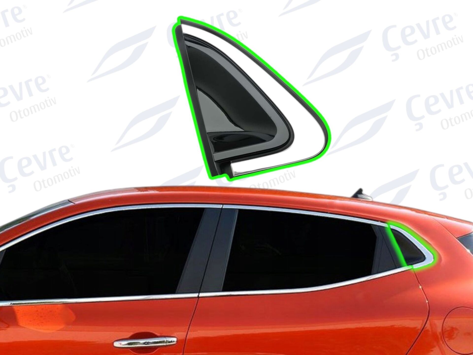 Clio 5 Sol Arka Kapı Açma Yuvası Köşe Plastiği Üçgeni Krom Sol Renault - 833314871R - 833317175R